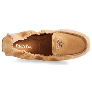 Prada Scrunch Driving Loafer in Cognac